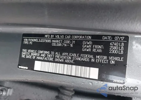 2018 Volvo V60 T5 Dynamic из США, поврежденный, VIN YV140MEL3J2379085